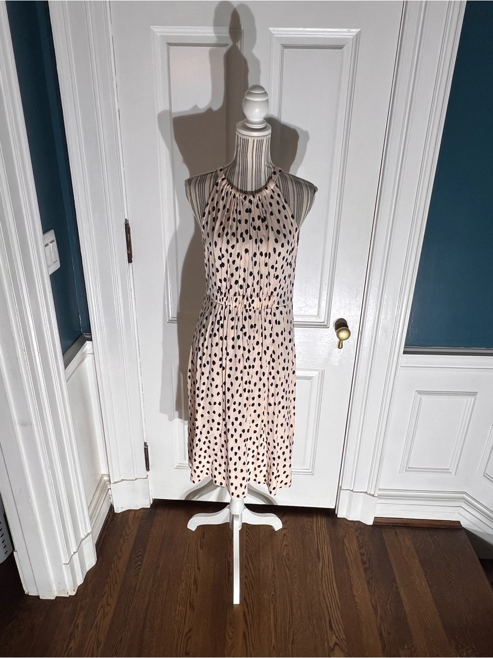 Kate Spade size 10 beige black halter dress DR16 women’s flirty elastic waist